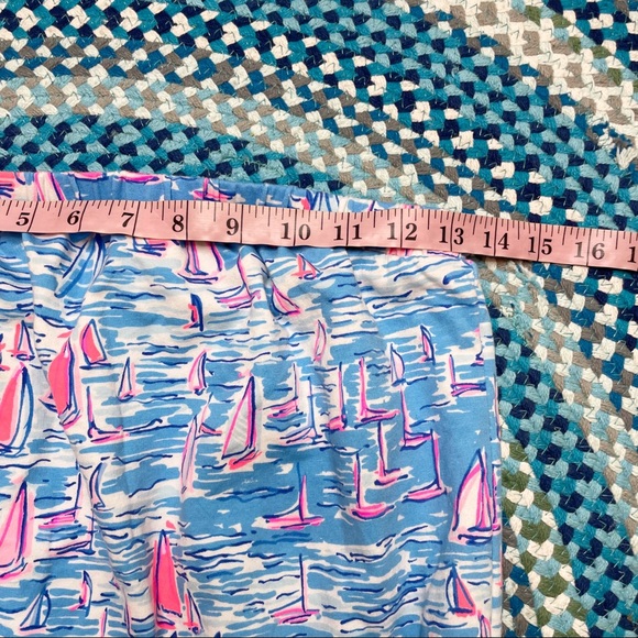 Blue Strapless Jumpsuit with Pink Sailboat Print - Picture 9 of 10